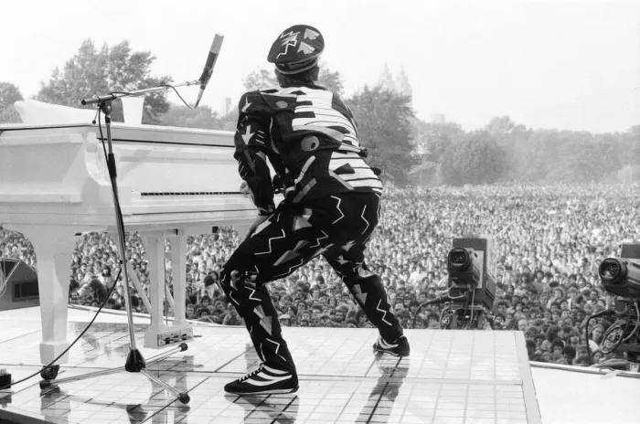Framed Print : Elton John performing in Central Park, New York, America