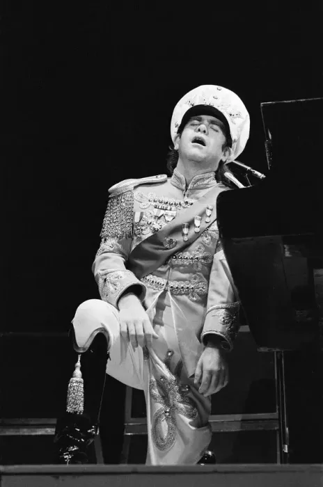 Framed Print : Elton John performing in concert at the Birmingham Odeon during his