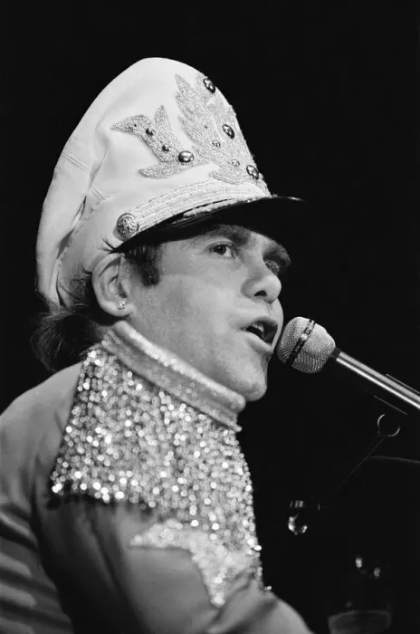 Framed Print : Elton John performing in concert at the Birmingham Odeon during his