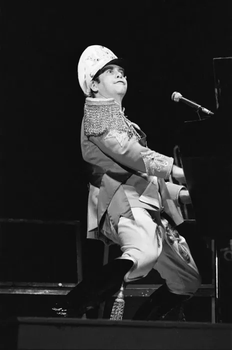 Framed Print : Elton John performing in concert at the Birmingham Odeon during his