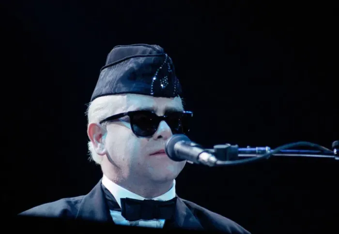 Framed Print : Elton John performing in concert in Paris during his Reg Strikes Back Tour Framed Print : Elton John performing in concert in Paris during his Reg Strikes Back Tour