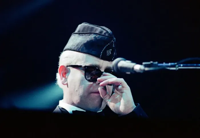 Framed Print : Elton John performing in concert in Paris during his Reg Strikes Back Tour Framed Print : Elton John performing in concert in Paris during his Reg Strikes Back Tour