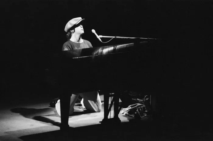 Framed Print : Elton John performing in concert at the Theatre des Champs-Elysees, Paris