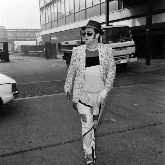 Framed Print : Elton John pictured arriving at Heathrow Airport from Los Angeles