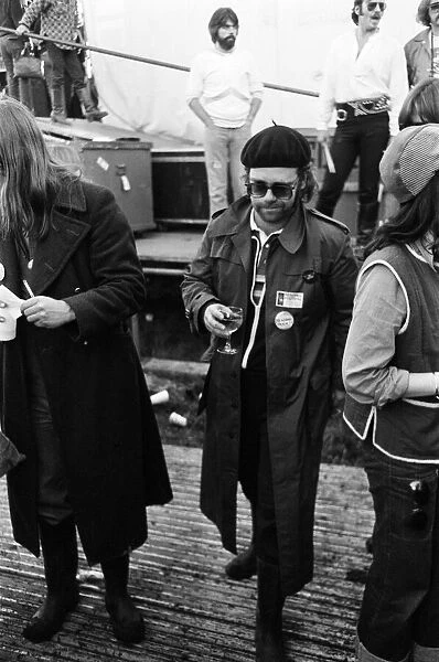 Elton John pictured at Reading Rock Festival. August 1977