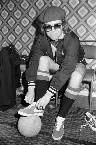 Elton John pictured in Wembley during a 5 a side football match