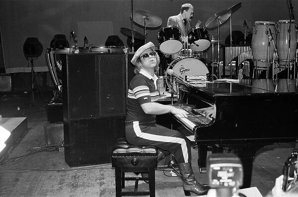 Elton John rehearsing and putting together his show which will open at the Wembley Empire