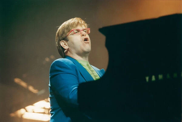 Elton John, singer and songwriter, performing at The Newcastle Arena, Tyne and Wear