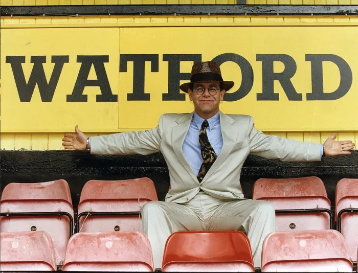 Framed Print : Elton John singer is back at Watford promising to do what he can to lift the Second