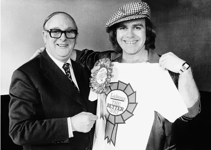 Framed Print : Elton John superstar and Denis Howell Labour Minister for Sport. 22nd April 1979 Framed Print : Elton John superstar and Denis Howell Labour Minister for Sport. 22nd April 1979