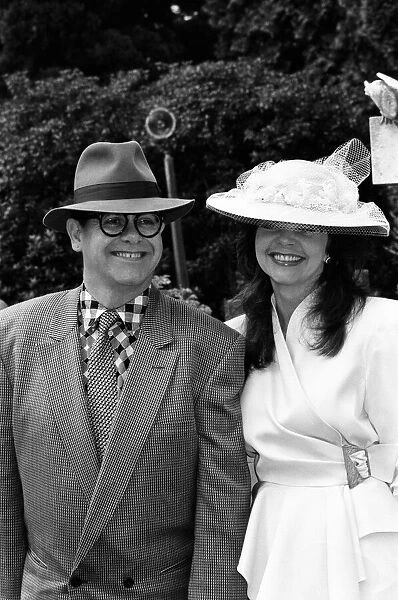 Elton John and his wife Renate at the wedding of Emma Forbes and Graham Clempson