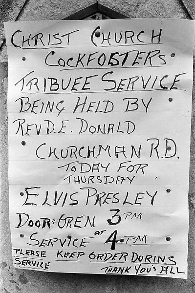 Elvis Presley Memorial Service, held at Christ Church in Cockfosters, North London