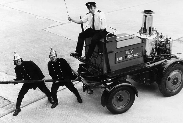 Ely Fire Brigade proudly show off their old engine, 21st May 1981