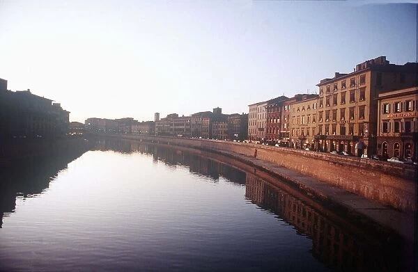 Embankments on the River Arno, Pisa, Italy circa 1990 A©Mirrorpix