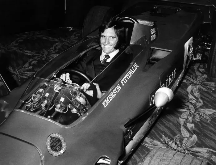 Framed Print : Emerson Fittipaldi formua one racing driver sits in Lotus Framed Print : Emerson Fittipaldi formua one racing driver sits in Lotus