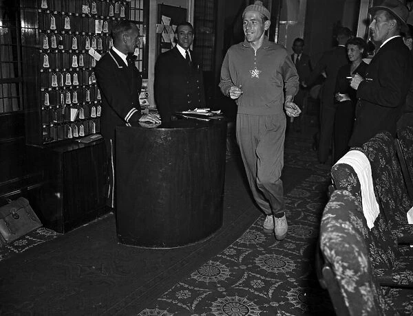 Emil Zatopek arrives for the London meeting. 11th October 1955