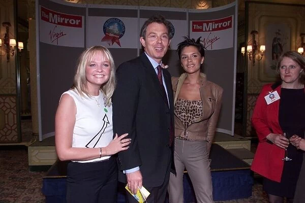 Emma Bunton, Victoria Adams & Tony Blair May 1999 at the Dorchester Hotel for