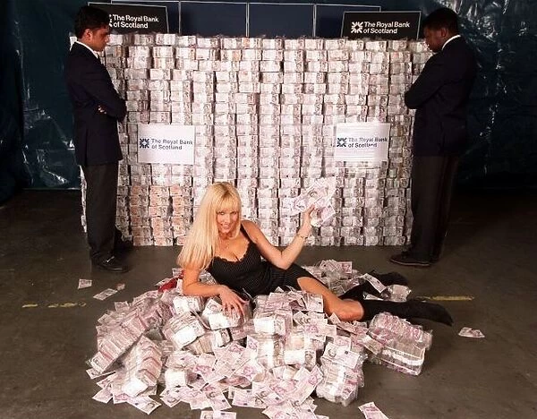Emma Noble with £50 million pounds Lottery Money November 1997 for three in a row