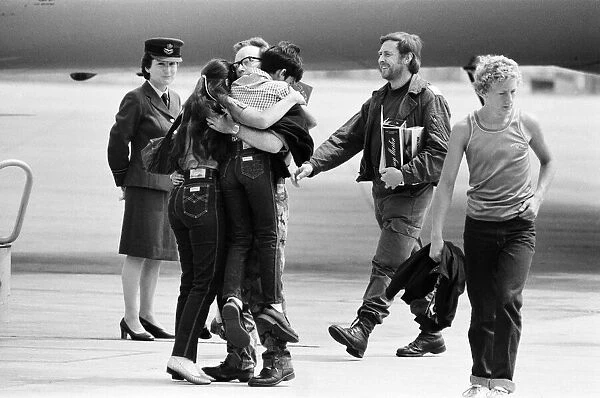 Emotional scenes at Brize Norton as the survivors of the container ship Atlantic Conveyor