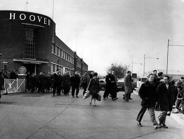 Employees leaving the Hoover factory, Pentrebach, after their meeting. 12th March 1965