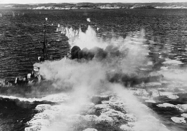 An enemy naval force of four large-sized minesweepers moving up the Norwegian Coast was