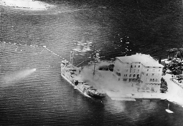 An enemy supply ship at the quayside at Parenzo (PoreAc) in the Adriatic