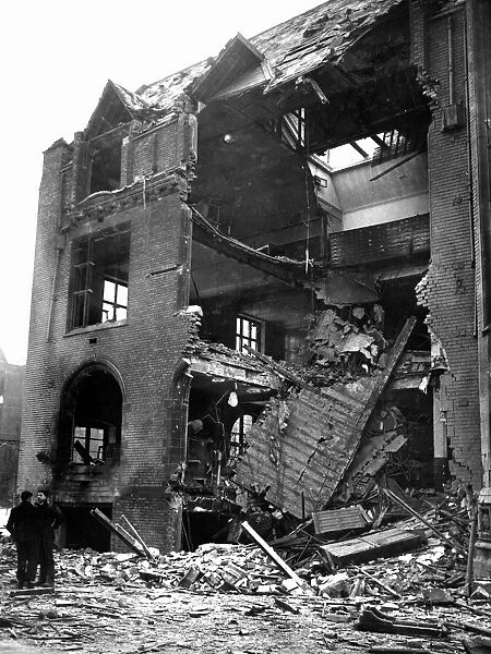 Engineering Laboratory of Liverpool University, severely damaged by a bomb during last