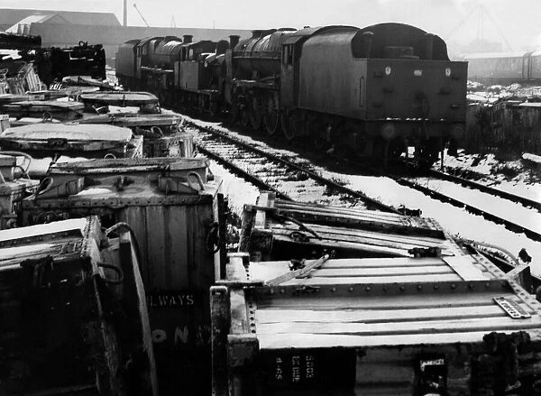 Three engines wait at Blyth for the hammer on 5th January, 1965