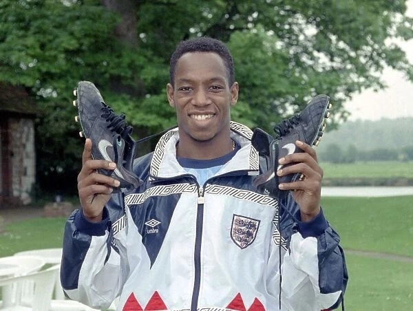 England and Arsenal footballer ian Wright getting ready for the upcomoing international