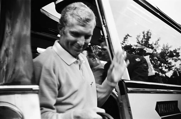 England captain Bobby Moore travels to Wembley with the rest of the England team