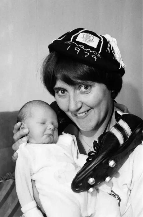 Framed Print : Former England Captain Carol Thomas with her baby. June 1986