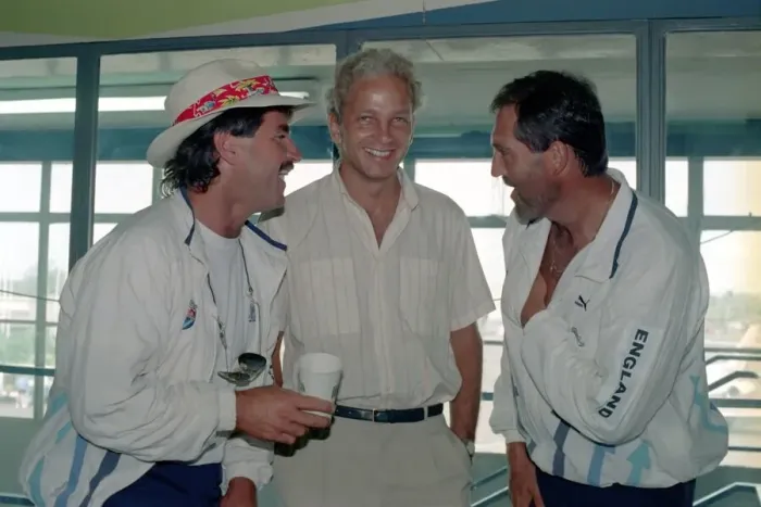 Framed Print : England Cricketers. Alan Lamb, David Gower ang Graham Gooch. April 1990 90-2284-005