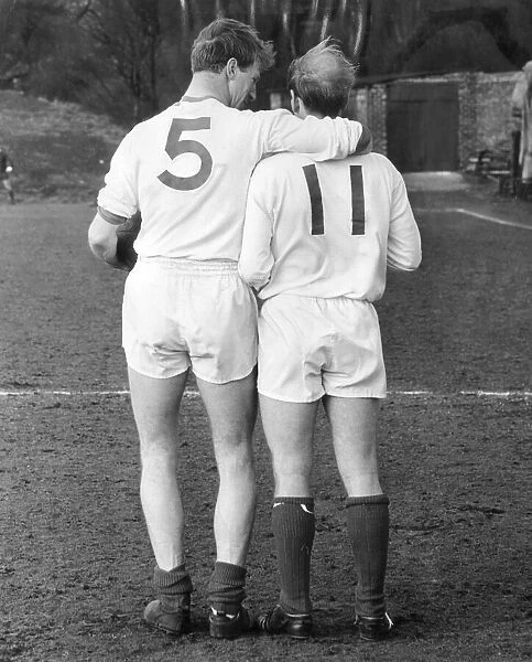 England football brothers Jack (left) and Bobby Charlton during a training session with