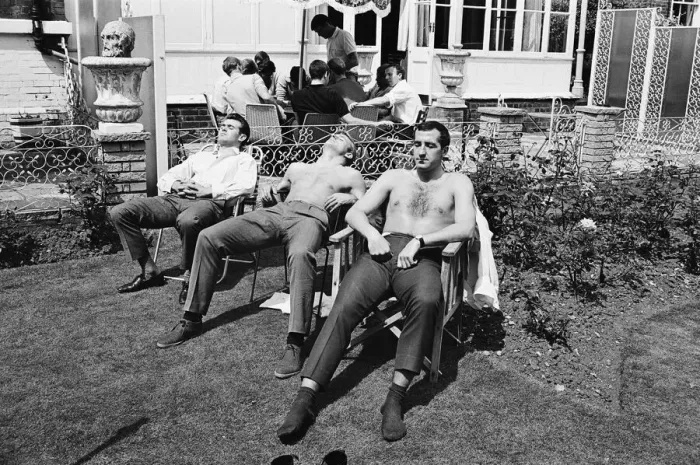 Framed Print : England football players sunbathing at their base in Hendon during the 1966 World Cup