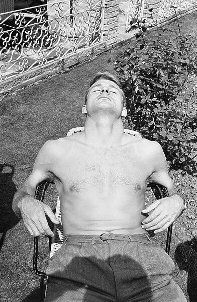 England football players sunbathing at their base in Hendon during the 1966 World Cup