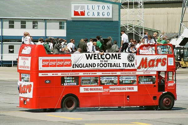 The England football team arrive at Luton airport after returning from the World Cup