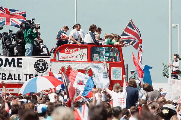 The England football team arrive at Luton airport after returning from the World Cup