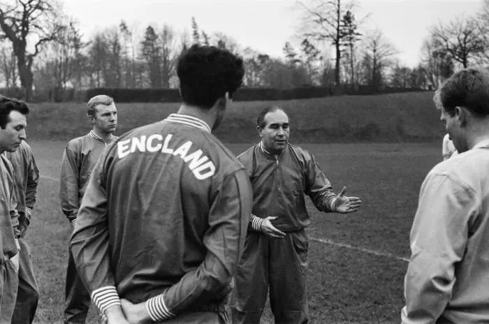 Framed Print : England football team at a get together at Lea Green, Derbyshire