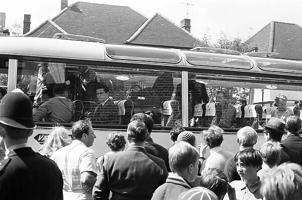 The England football team leave their Hendon Hall hotel on the way to Wembley to play