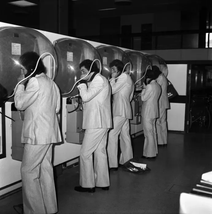 Framed Print : England Football Team: Some members of the England Football Team phoning home before Framed Print : England Football Team: Some members of the England Football Team phoning home before