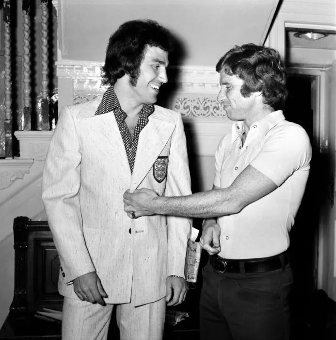 Framed Print : England football team members Gerry Francis and Alan Ball May 1975 Framed Print : England football team members Gerry Francis and Alan Ball May 1975