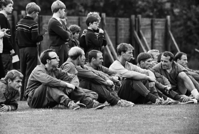 Framed Print : The England football team spend the afternoon training at the Arsenal practice field