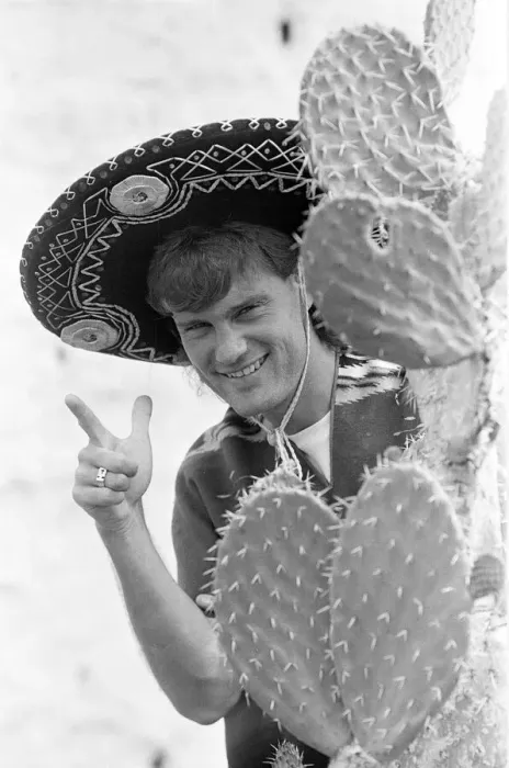 Framed Print : England footballer Glenn Hoddle poses as a Mexican bandit Framed Print : England footballer Glenn Hoddle poses as a Mexican bandit