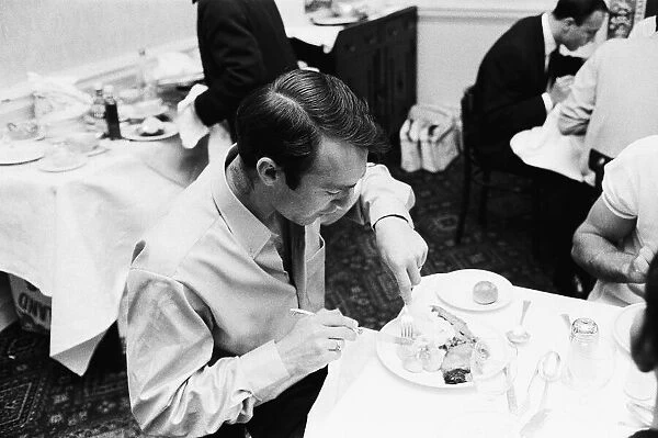 England footballer Jimmy Greaves eating breakfast at the team hotel in Hendon during