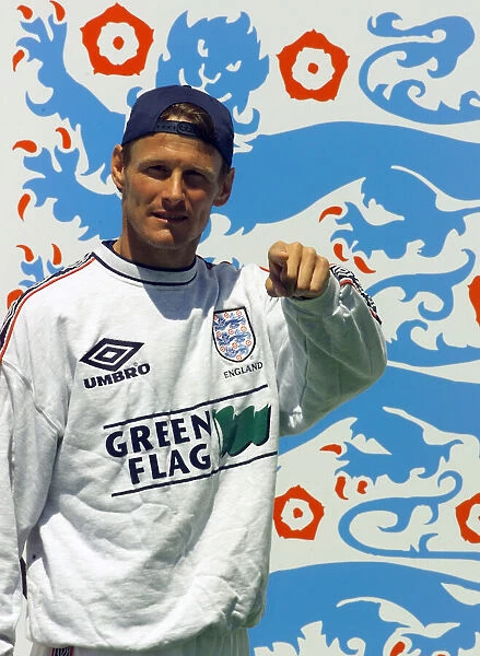 England footballer Teddy Sheringham at a training session during the World Cup tournament