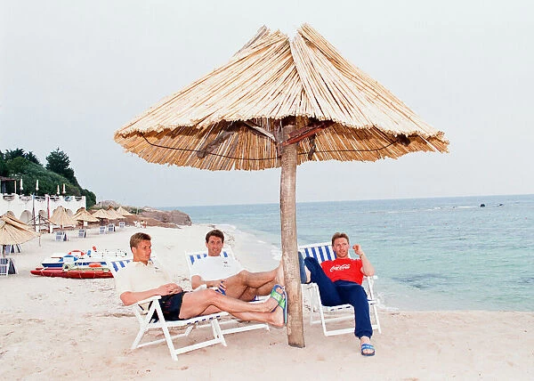 England footballers relax on the beach at their base in Sardinia ahead of the upcoming