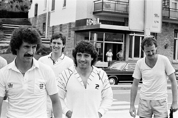 England footballers in relaxed mood at the team hotel during the 1982 World Cup Finals in