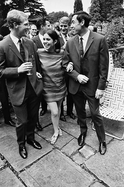 England footballers Ron Flowers (left) and Gordon Banks pose with actress Vivienne