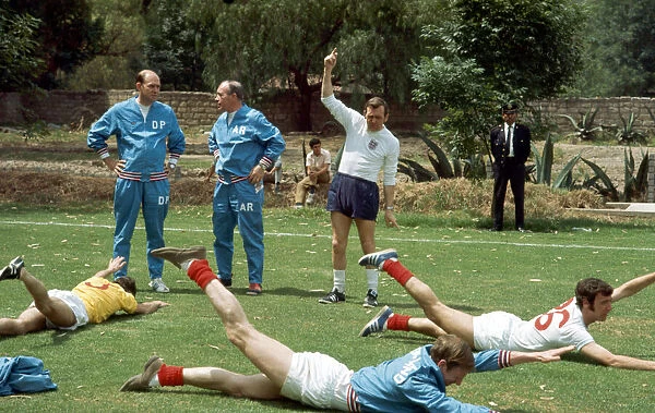 England manager Alf Ramsey oversees a training session with the England team at Reforma