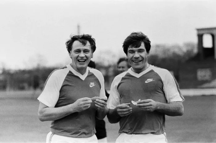Framed Print : England Manager Bobby Robson with Fulham manager Malcolm MacDonald during a England Framed Print : England Manager Bobby Robson with Fulham manager Malcolm MacDonald during a England